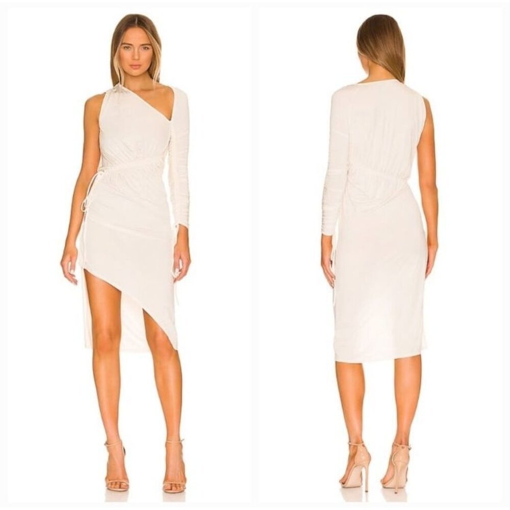 NWT L'Academie Lily Midi‎ Dress Bone $258 Women’s Medium